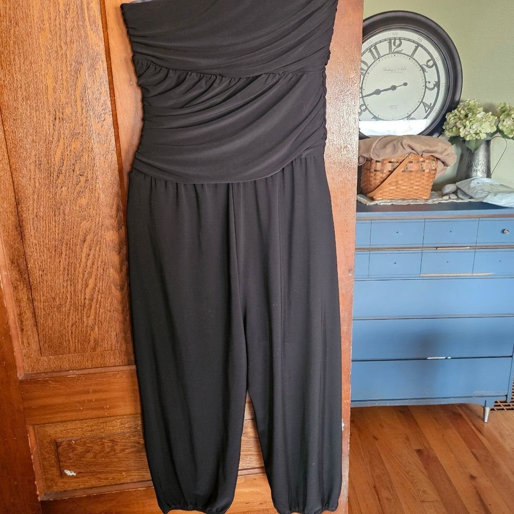 GUESS Strapless Black Sheath Jumpsuit Women’s Classic Cocktail One-Piece Large‎